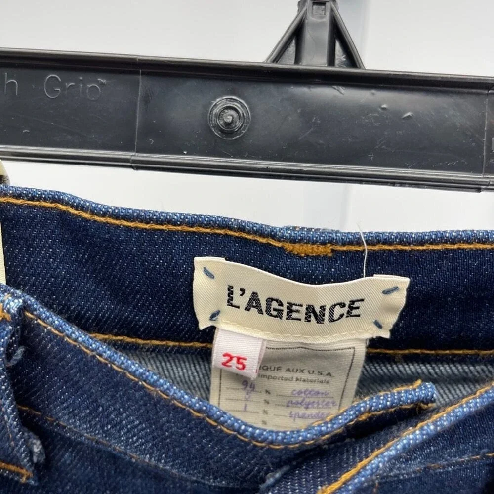 L'AGENCE Abigail French Slim Ripped Skinny Jeans In Dark Diamond Destruct 25 NEW